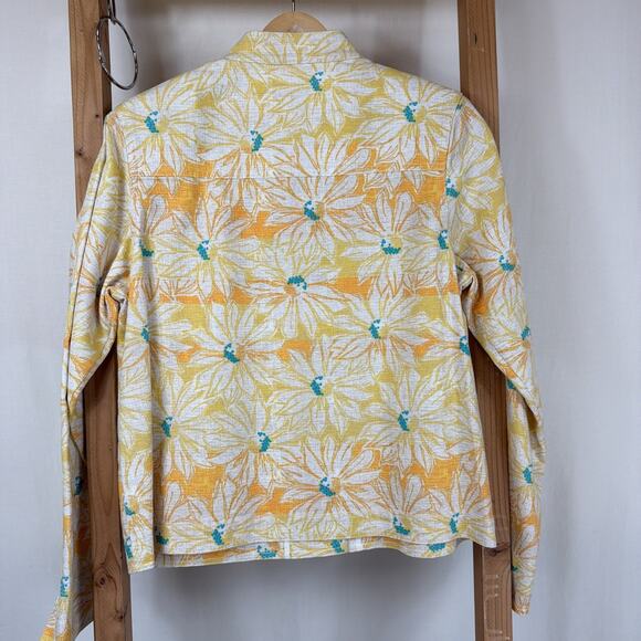 Pendleton Yellow Floral Pockets Button Up Lightweight Jacket #1266 Size MED - Picture 4 of 5